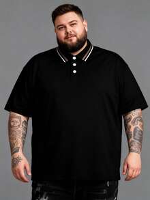 AnChiStreetwear - Plus Size Men's Casual Solid Color Short Sleeve Polo Shirt, Suitable For Streetwear, Outdoor, Indoor, Commute, Golf, Equestrian, Summer - Multicolor - View 3