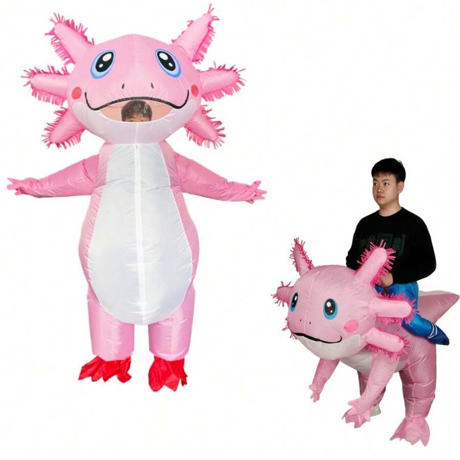 Adult Standing Cycling Salamander Inflatable Suit Cartoon Hexagonal Dinosaur Funny Costume Festival Party Cosplay Prop Costume - Multicolor - View 1