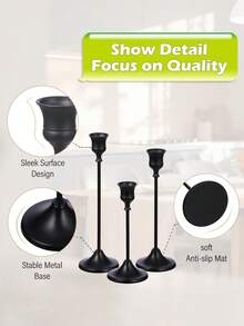 Ramadan Moon/Star Candle Holders, Black Metal Cone Candle Holder Set, Decorative Candle Holders For Dining Table, Home Decor, Room Decor, Party And Holiday Decor With Stars, Moons, Lanterns - A Perfect Gift For Family And Friends - Black - View 6