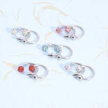 10pcs Hypoallergenic Nose Ring, 10G Stainless Steel Nose Studs, C-Shaped Screw Nose/Cartilage Rings, Cubic Zirconia Nose & Lip Piercing Jewelry, - Silver - View 3