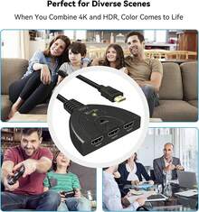 HDTV Switch, GANA 4K HDTV Splitter 3 In 1 Out, 3-Port Switcher Selector With Pigtail HDTV Cable, Supports Full HD 4K 30Hz 1080P 3D Player, Compatible With Fire Stick , PC,TV - View 7