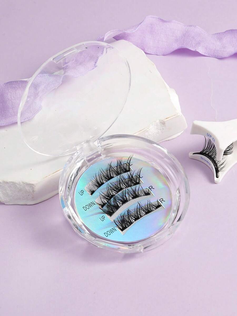 Glue-Free Magnetic False Eyelashes, Criss-Cross Natural 3D Curly, Easy To Apply - View 1