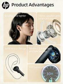HP H10J Wireless Bluetooth Earbuds, 30H Battery, IPX4 Waterproof, In-Ear Headphones For Students, Cute Gift - View 7