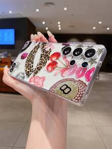 1 pieza Funda de teléfono transparente y suave de TPU a prueba de golpes, arañazos y huellas dactilares con protección de la lente de la cámara, compatible con Samsung, Nothing, Pixel, versión internacional, no la versión nacional, con estampado de leopardo, labios, lazo, cereza y bola de billar de moda - Multicolor - Ver 8