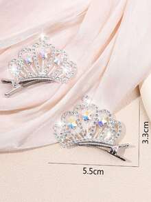 2pcs/Set Crown Hair Clips, Barrettes Hair Accessories, Hairpin - Silver - View 2