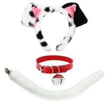 1/2/3 件套达尔马提亚犬成人服装，包含小狗耳朵头箍、狗尾巴、红色项圈，适合学生和女性，配饰齐全，是嘉年华拍照道具、角色扮演服装、派对和节日表演道具、角色扮演游戏、派对装饰的理想之选。 - 彩色 - 查看 7