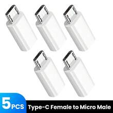 Adaptador de carga rápida USB-C a Micro USB, 1/2/5 piezas, adaptador hembra Tipo C a macho Micro para teléfonos Android, cables USB, adaptadores de carga, convertidor, regalo de primavera - Blanco - Ver 9