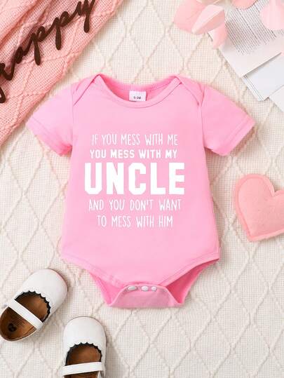 Baby Monogram Print One-Piece Short-Sleeved Cute Creeper