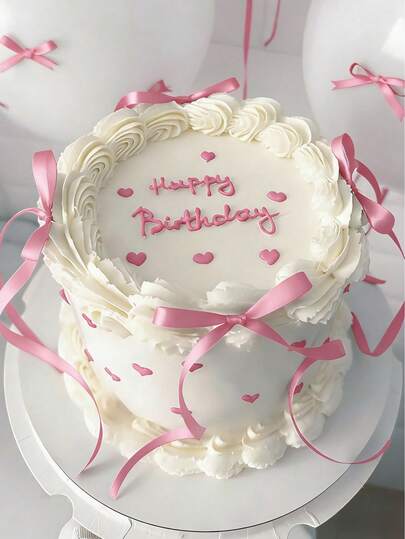 10pcs Pink Bow Cake Decorations, DIY Ribbon Bow Decor, Birthday Party Cake Decor, Wedding Dessert Decor, Anniversary Celebration Supplies, Champagne Bottle Ribbon Decor, Home Decor Accessories, Baking Cake & Dessert Bow Decor, Valentine's Day Decor, Party Favors, 2026 New Year Decor, Mother's Day Decor, Bouquet Wrapping