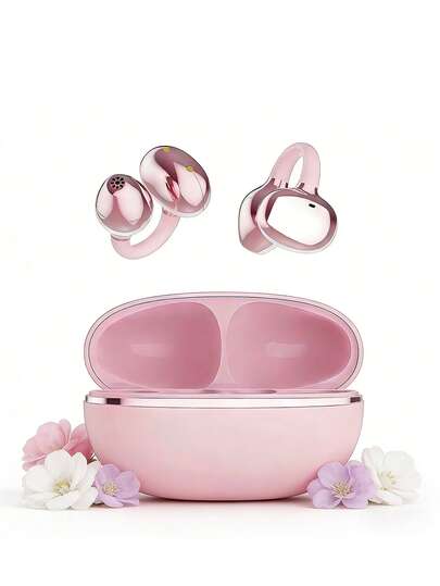 耳夹式蓝牙耳机，带环绕立体声和通话麦克风。便携式耳机，兼容小米17、苹果17、三星26等智能手机。是旅行、露营、户外活动、健身、瑜伽、钓鱼、网课、会议、送礼等的理想之选。配备180mAh充电盒。