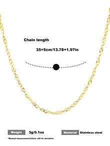 1件装不锈钢优雅扭纹链项链，细绳链项链，日常佩戴项链，金色精致项链，女士款 - 金色 - 查看 5