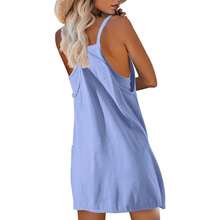 Womens Tennis Dress Workout Mini Dress With Shorts Sleeveless Spaghetti Straps Golf Athletic Dresses Mini Romper Dress Casual Workout Outfits Dresses For Women - 藍色 - 查看 3