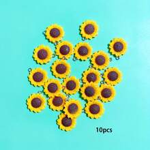 5/10/20pcs Exquisite Sunflower Flower Suitable For Handmade Jewelry Pendant, Earrings, Necklace, Bracelet, Bag Charm, Resin Craft Accessories - Sunflower - View 8