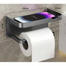 1 cái giá đựng giấy vệ sinh tự dính, nhựa bền, phủ sơn tĩnh điện, đa năng, dùng để đựng giấy vệ sinh và cất giữ đồ dùng trong nhà tắm, 2 trong 1, chống thấm nước, chống ẩm, dễ dàng lắp đặt, phụ kiện gắn tường. - màu trắng xám - Xem 12
