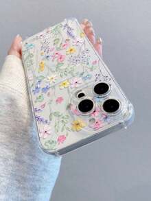 1pc1pc Floral Print Pattern Transparent Shockproof TPU Phone Case, Can Be Used As Holiday Gift, Compatible With  XS/XS Max/XR/11 12 13 14 15 16 Pro 17/Pro Max/14 15 16 Plus, Card Holderphone Cases  Case  17 Case  17 Pro Case  17 Pro Max Case - 1pc - 查看 3