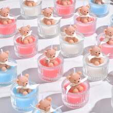 1个可爱小熊蜡烛，萌萌的小熊生日礼物，家居装饰烛台，非常适合情人节、母亲节、室内装饰、毕业礼物和送给女性的礼物。 - 小玻璃小熊 - 查看 4