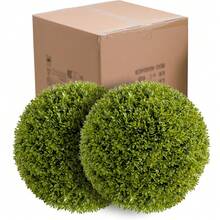 2/4 Pack Artificial Boxwood Topiary Balls  - Realistic Faux Greenery For Porch, Patio, Balcony Decor - Outdoor/Indoor Hanging Plants, Wedding & Home Decoration - Mizilan, 19.7 inch - Gói 2 chiếc - Xem 1