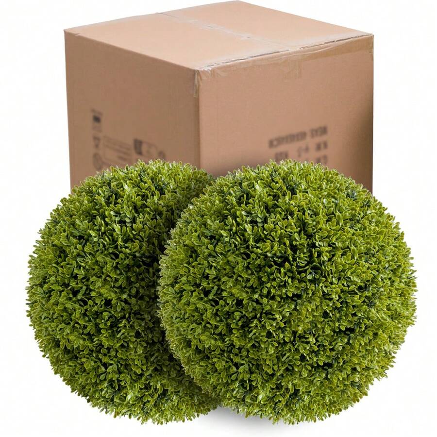 2/4 Pack Artificial Boxwood Topiary Balls - Realistic Faux Greenery For Porch, Patio, Balcony Decor - Outdoor/Indoor Hanging Plants, Wedding & Home Decoration - Mizilan, 19.7 inch - Gói 2 chiếc - Xem 1