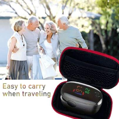 Portable Fingertip Pulse Oximeter With Lanyard + Carrying Case (Batteries Not Included)