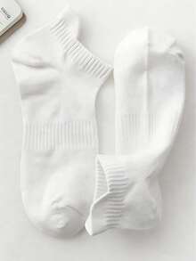 10/20 Pairs Men's White Low-Cut Mesh Socks, Breathable & Comfortable, With Arch Support, Suitable For Workout - White - View 4