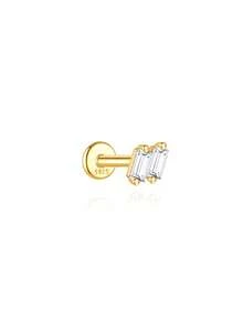 S925 Sterling Silver Cubic Zirconia Flat Labret Earring 16G Amethyst Cartilage Earring Faux Pearl Stud Earrings Shell Earrings Gold Layered Earrings - Gold - View 25
