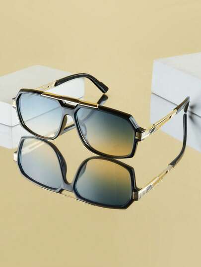 1pc Men's Fashion Glasses New Classic Metal Frame Retro Personalized Business Casual Versatile All-Match Daily Driving Outdoor Sun Protection