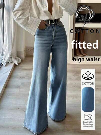 Quần jeans nữ denim không co giãn, màu trơn, có khóa kéo, túi và cúc cài, kiểu dáng thường ngày, phù hợp cho đi học, mặc hàng ngày, dạo phố và đi nghỉ mát.