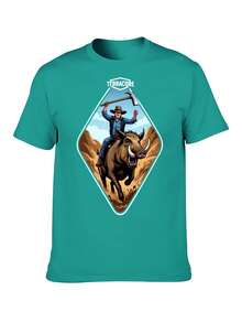 TERRACORE Men's T-Shirt: Soft Cotton Adventure Graphic Tee, Comfortable Summer Top - 綠色 - 查看 3