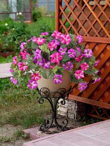 MEHELANY 2/1 pieza Flor de trompeta de seda artificial púrpura, adecuada para decoración exterior, floral realista duradero, aplicable para jardín interior/exterior del hogar, balcón, patio, porche, decoración realista para el hogar, jardín, arco de boda al aire libre, arreglo de jardín de mesa, fiesta en el patio - Rosa roja - Ver 5