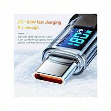 180W 超快充电 USB A 转 Type-C 数据线，带 LED 数字显示屏，磨砂表面，支持数据同步、USB 电源传输，6A 大电流，兼容 15/16、POCO 等设备。 - 黑色 - 查看 9