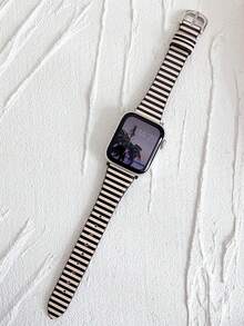1pc Fashion Classic Striped PU Leather Strap Bands Compatible With Apple Watch Band 38mm 40mm 41mm 4mm 44mm 45mm 49mm (S10 42)Mm (S10 46)Mm Women,Cute And Fresh Printed Leather Bands Compatible With Iwatch Series 11 Ultra 3 SE3 Ultra 2 S10 SE2 9 8 7 SE 6 5 4 3 2 1 - Multicolor - View 3