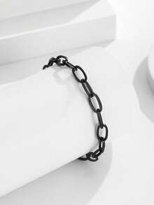 1 chiếc vòng tay bằng thép không gỉ, kiểu dáng tối giản, đa năng dành cho nam giới. - xích - Xem 5