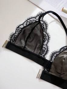 3pcs Women's Solid Color Lace Trim Front Closure Comfortable Underwear Set - Multicolor - View 7