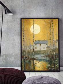 5D钻石画 | 金色月光下的白桦林湖景，DIY钻石画套装。高耸的白桦树，皎洁的满月，平静的水面倒映着宁静的湖光山色，温馨舒适。手工装饰画，5D DIY刺绣马赛克艺术，打造属于你自己的DIY墙面艺术，享受动手制作的乐趣，馈赠亲友的最佳礼物。 - 無框 - 查看 2