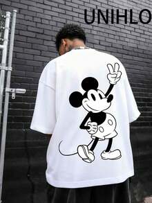 Disney UNIHLO Mickey  Print  Summer Casual Versatile Pure Cotton T-Shirt Suitable For Any Place - White - View 1