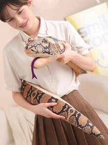 长蛇手偶，逼真毛绒蛇偶，嘴巴可动，柔软蟒蛇毛绒抱枕，男女皆宜礼物 - 彩色 - 查看 4