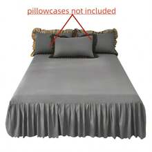 1pc Ruffled Soft Brushed Bed Skirt (Pillow Case Not Included) - Grey - View 4