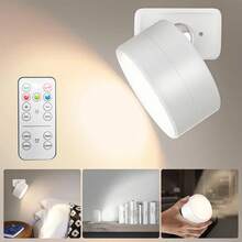 1/2pcs Rechargeable Dimmable Magnetic Wall Lamp With Remote Control, 360° Rotatable Wall Sconce Suitable For Bedroom - Multicolor - View 11