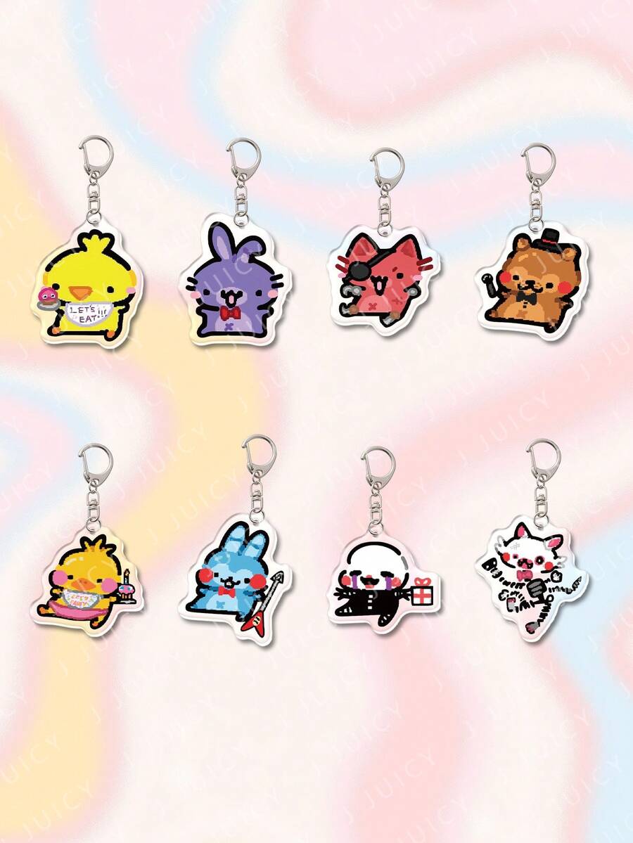 1pc Acrylic Cute Toy Bear Theme Keychain Pendant, Backpack Decor/Bag Accessory/Schoolbag Accessory/Wallet Pendant, Gift For Friends - Multicolor - View 1