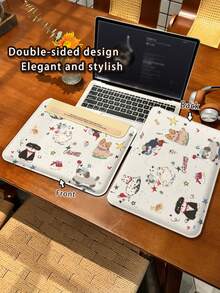 Of Cartoon Watercolor Puppy Pattern PU Leather Magnetic Closure Laptop Bag, Suitable For Tablets/Laptops, Compatible With MacBook Pro 15, Air 13, Galaxy TAB S10 Ultra, And Metabook 14 Inches. Waterproof And Stain-Resistant, Easy To Carry, Can Be Used As A Mouse Pad, An Essential Laptop Bag For Work/Study/Travel. - View 3