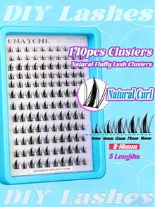 140/144 piezas de grupos de pestañas postizas estilo manga con rizo C, de 8-16mm de mezcla de aspecto suave y natural, pestañas individuales DIY, fáciles de usar y reutilizables, adecuadas para maquillaje diario - C - Ver 16