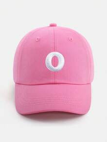1pc Pink Letter Print Baseball Cap, Breathable & Comfortable For 1-5 Years Old Girls, Suitable For Spring/Summer Outdoor & Casual Wear, A-Z Letter Options - Dark Pink - View 50