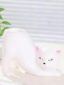 1pc Minimalist Abstract Human Face Flower Pot, Creative Cute Cat Tail Flower Pot, Indoor Desktop Green Plant Flower Pot - Flowerpot - View 4