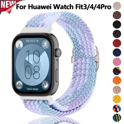 Adjustable Nylon Braided Watch Band Strap Suitable For Huawei Watch Fit 3 4 4 Pro, Fashionable And Durable Replacement Band, Women Bracelet Accessory, Easy To Install, Comfortable All Day Wear