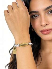 1pc Silver Beaded Pendant Bracelet, Spanish Style Multi-Layer Stackable Bracelet, Suitable For Women, Music Festival, Party, Birthday Gift - Bracelet - View 8