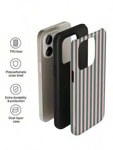 1pc Minimalist Artistic Colorful Striped Pattern Glossy 2-In-1 Phiên Film Hard Phone Case Compatible With Samsung/ 11/12/13/14/15/16/17 Pro Max - Multicolor 4 - View 6