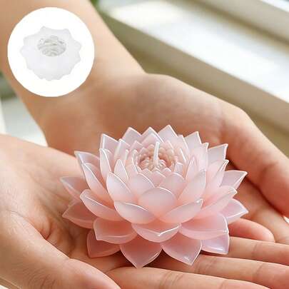 1pc Layered Lotus Candle Mold Exquisite Petal Texture Reusable For Aromatherapy Candle Gypsum Resin DIY Gift Box Spa Relax Home Decor Silicone Mold
