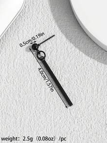 1pc Stainless Steel Bar Pendant Earring, Fashionable Minimalist Design For Men - Long Stick Pendant - View 6