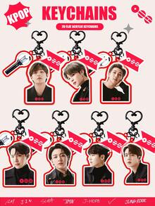 K-POP B/TS，ARMY OT7，2D亚克力钥匙扣，包包/车钥匙链装饰，学生背包配件，经典元素钥匙扣，双面亚克力钥匙扣，适合送给家人、朋友、粉丝的礼物 - 回歸新專 - 查看 10