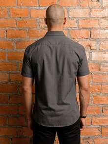 Men's Short Sleeve Shirt Premium Quality Light And Fresh Fabric Easy To Iron - 淺灰色 - 查看 4